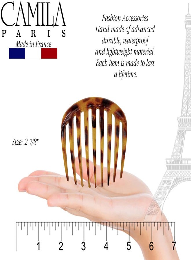 كاميلا مشط جانبي صغير مستدير للشعر الفرنسي من كاميلا باريس CP2878، طوكيو، أمشاط شعر فرنسية ملتوية، مشابك شعر قوية التثبيت للنساء لتسريحة الكعكة، إكسسوارات شعر للبنات مانعة للانزلاق، صنع في فرنسا - Image 3