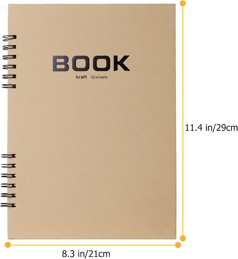 Format: Spiral-bound 1 SuyuanArt كراسة رسم بلون بني فاتح للفنانين، عبوة من قطعتين مقاس 9×12 بوصة، كراسة ورق للوسائط المتعددة بتجليد حلزوني، غلاف صلب، ورق كرافت خالٍ من الأحماض، كراسة رسم بدرجة بنية مقاس A4 للرسم والتخطيط والتلوين وألبومات العائلة والمزيد - Image 2