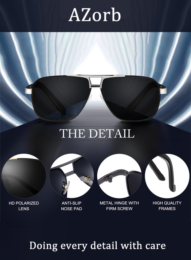 AZorb Polarized Aviator Sunglasses Men Metal Frame Men's Sunglasses Classic Women Sun Glassess Eye UV Protection Shades for Driving Fishing Outdoor - Image 3