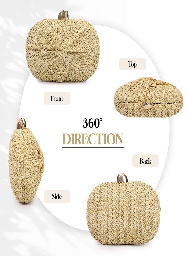Fecialy Straw Clutch Purse for Women Straw Summer Beach Evening Handbag Raffia Woven Crossbody Bag - Image 5