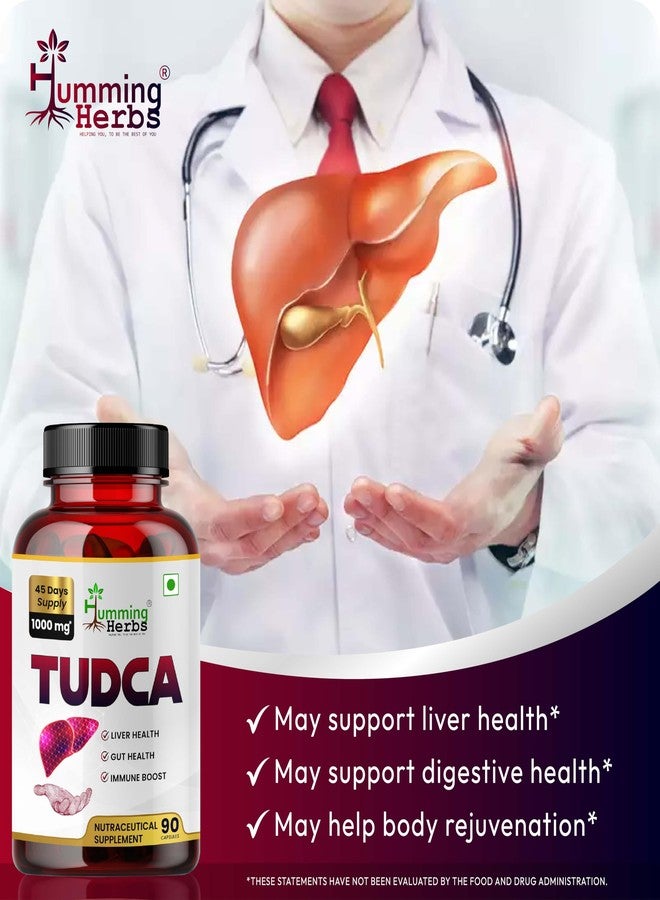 الأعشاب الطنانة هامينغ هيربس TUDCA 1000 ملغ - مكمل غذائي عالي الفعالية من حمض التورورسوديوكسيكوليك لصحة الكبد والجهاز الهضمي - 90 كبسولة نباتية (تكفي لمدة 45 يومًا) - يدعم تدفق الصفراء ووظائف الأمعاء والمناعة - Image 2