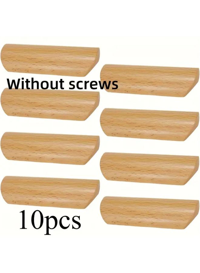 10pcs Natural Wood Cabinet Handles Oil Rubbed Finish Modern Minimalist Drawer Pulls - Image 1