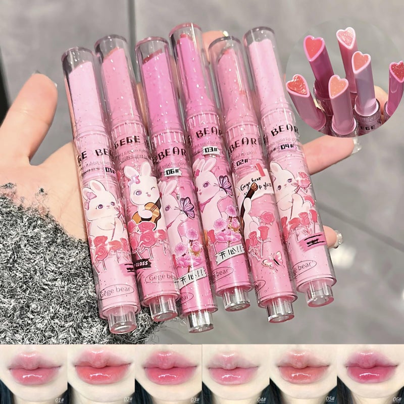KTouler 6 Colors Cute Jelly Lipstick Set Shine Hydrating Lip Gloss Moisturizing Tinted Lip Balm Smooth Nourishing Lip Care Lip Tint with Gift Box
