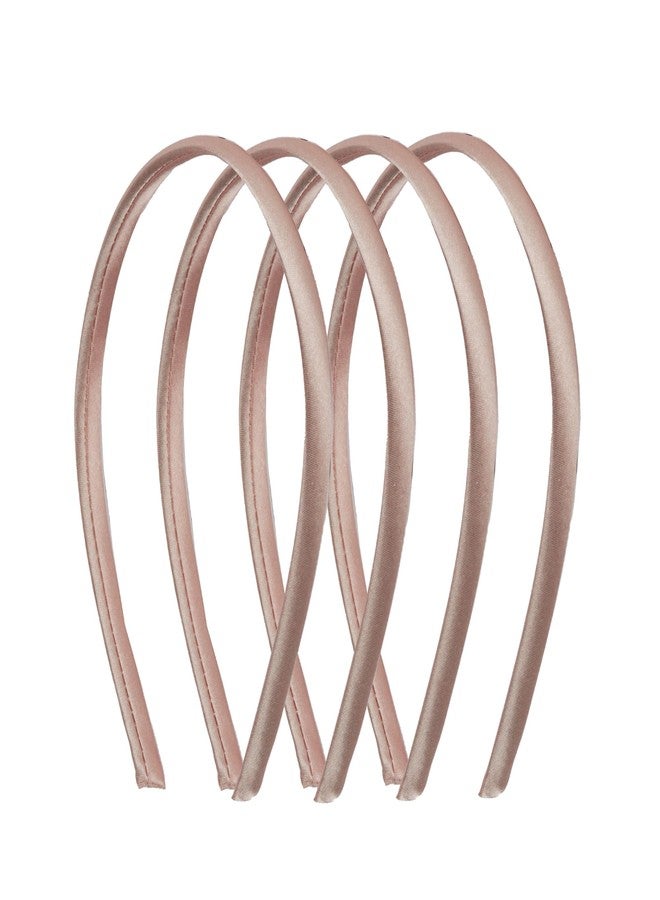 Motique Accessories Thin Headbands for Women Solid Satin 4 Pack (Tan) - Image 2