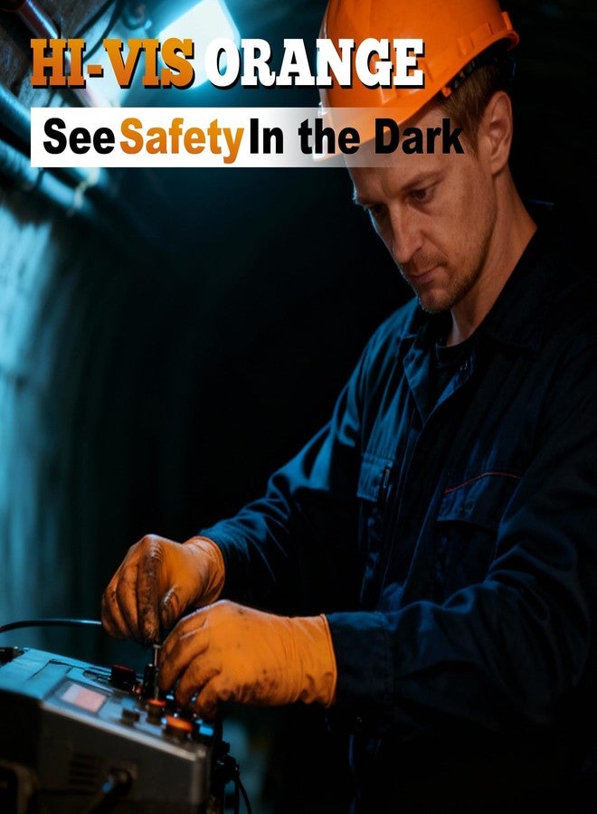 TITANflex Thor Grip Heavy Duty Industrial Orange Nitrile Gloves 8-mil Disposable Latex Free with Raised Diamond Texture Grip, Powder Free, Rubber Mechanic Gloves,100-ct Box (Large) - Image 5