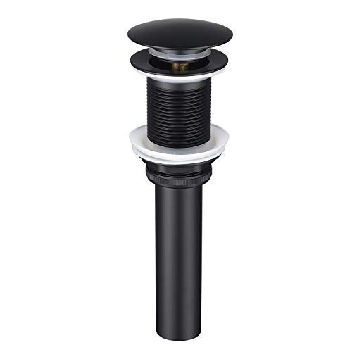 BESTILL Bathroom Sink Drain Stopper, Push Pop Up Drain Without Overflow, Matte Black - Image 1