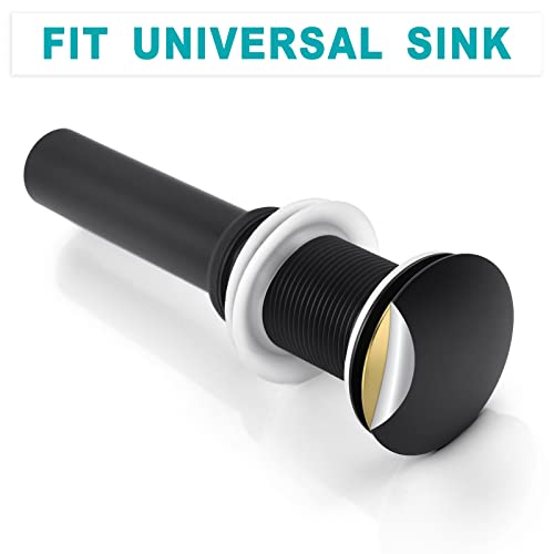 BESTILL Bathroom Sink Drain Stopper, Push Pop Up Drain Without Overflow, Matte Black - Image 4
