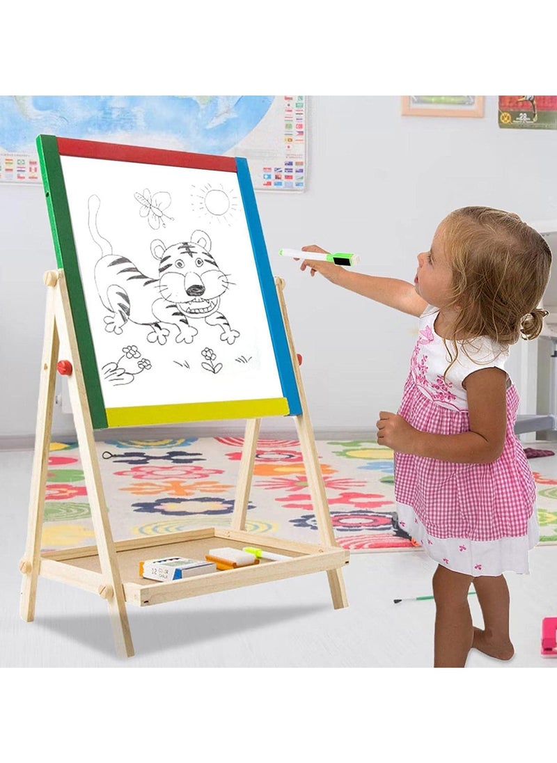 صندوق العاب لوح رسم مغناطيسي خشبي متعدد الوظائف على الوجهين ولوح أبيض للأطفال  - Image 3