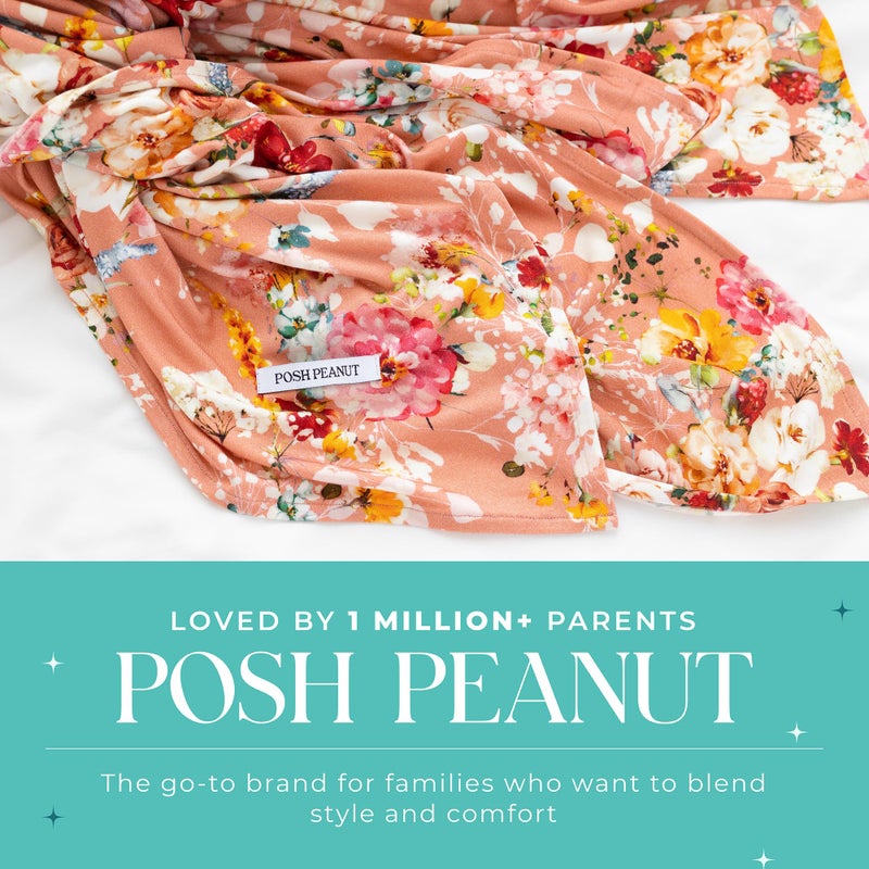 Posh Peanut Swaddle Blanket & Headband Set â€“ Viscose from Bamboo Stretchy Baby Swaddle for Newborn Girls, Receiving Blanket or Nursing Cover - Image 5