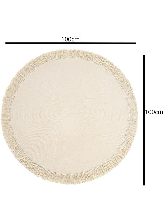 HOME TASTE سجادة جوت مستديرة مصنوعة يدويًا بأناقة - سحر ريفي عتيق لغرف المعيشة، وغرف النوم، ورياض الأطفال - مضفرة، قابلة للعكس، ومثالية للاستخدام الداخلي/الخارجي (صغيرة) - Image 3