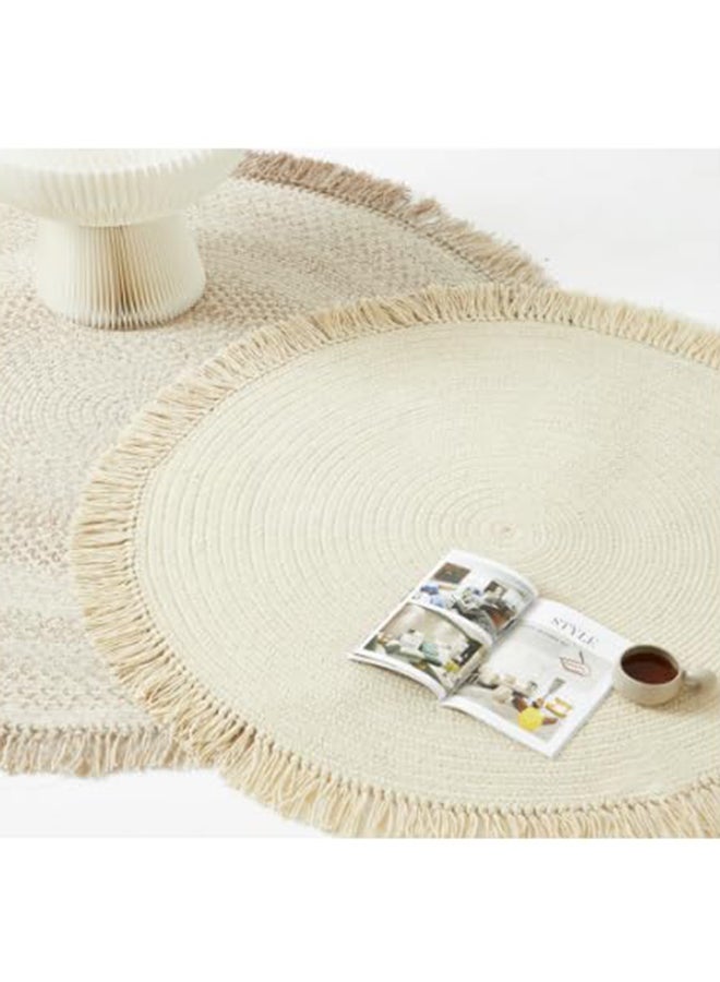 HOME TASTE سجادة جوت مستديرة مصنوعة يدويًا بأناقة - سحر ريفي عتيق لغرف المعيشة، وغرف النوم، ورياض الأطفال - مضفرة، قابلة للعكس، ومثالية للاستخدام الداخلي/الخارجي (صغيرة) - Image 1