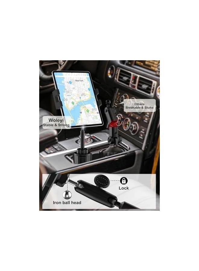 erorex Cup Holder Tablet Holder for Car Mount - [Metal Arm] Heavy Duty Adjustable Car Cup Tablet Mount Truck Car Accessories, for 4-13" Tablets iPad Pro Air Mini, Galaxy Fold, Kindle Fire, iPhone - Image 5