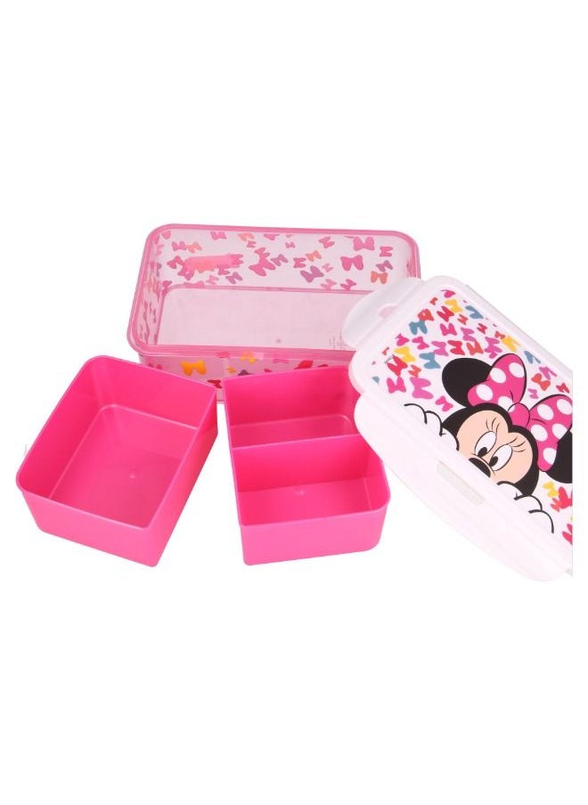 Disney - Rectangular Food Container with Removable Compartments 1190 ml Food Box with Minnie So Edgy Bows BPA Free Leak Proof Lunch Box for Kids - Image 1