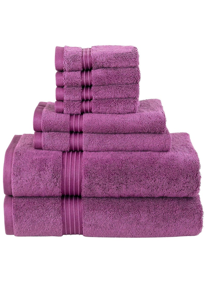 BLISS CASA 8 PIECE COMBED COTTON HOTEL QUALITY TOWEL SET PURPLE - Image 1