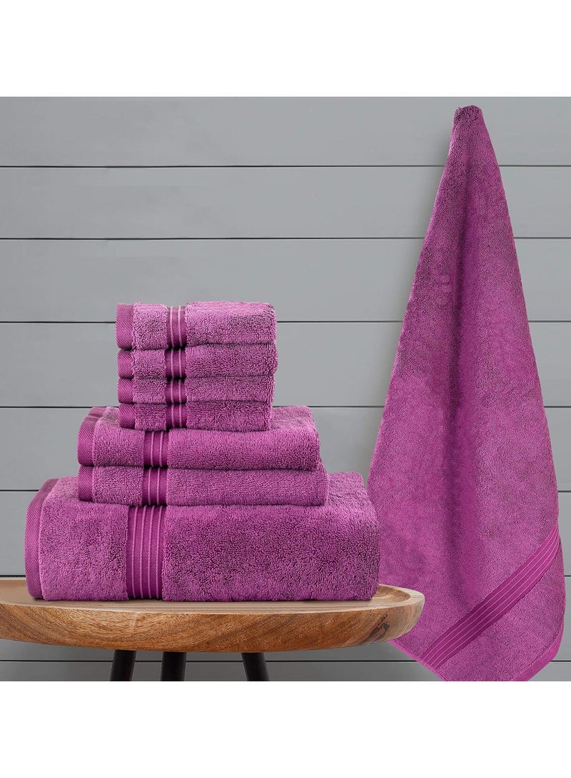 BLISS CASA 8 PIECE COMBED COTTON HOTEL QUALITY TOWEL SET PURPLE - Image 2