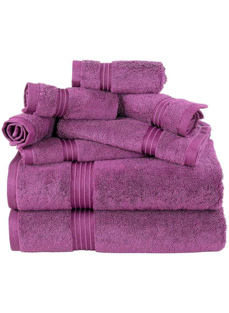 BLISS CASA 8 PIECE COMBED COTTON HOTEL QUALITY TOWEL SET PURPLE - Image 3
