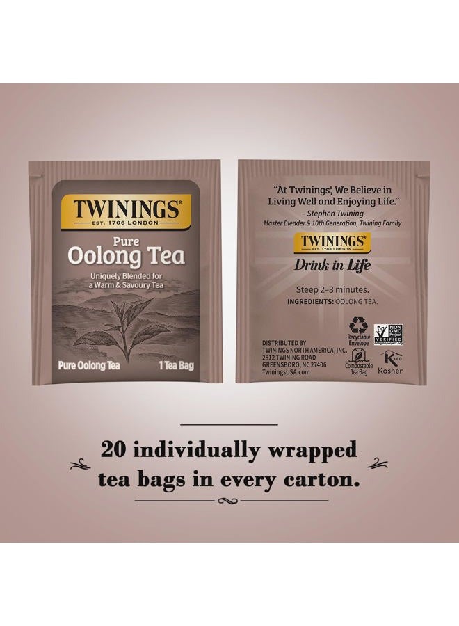 Twinings Pure Oolong Tea – Golden Caffeinated Tea, Individually Wrapped Tea Bags, 20 Count  - Image 2