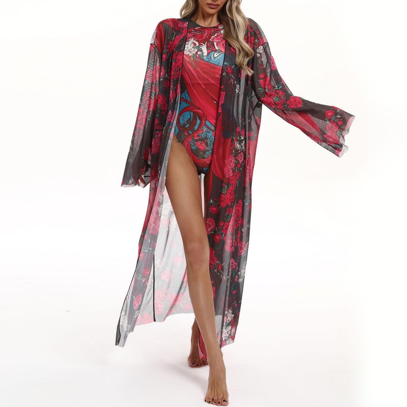Women's Sun Protection Mesh Beach Cover Up Dress - Image 3