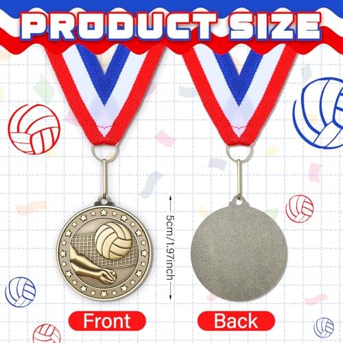 Remuuly 30 Pcs Gold Medals Bulk 2'' Basketball Soccer Baseball Volleyball Football Lacrosse Kickball Cheer Bowling Trophy Medals for Awards for Sports Participation Winner Gift(Gold,Volleyball) - Image 2