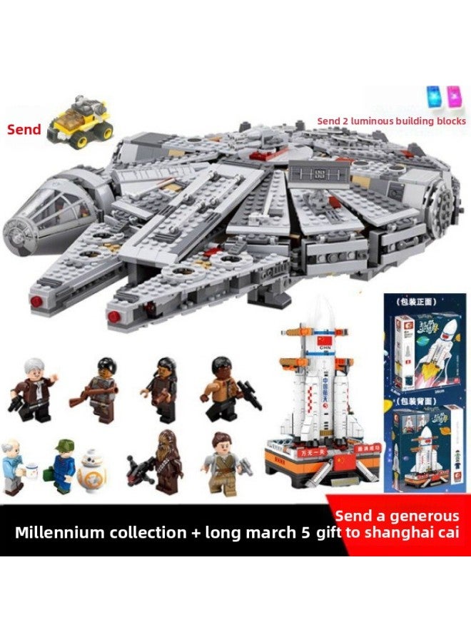 Building Blocks - The Defender; Building Blocks - Millennium Falcon model, space empire ship, compatible with major brands, challenging assembly, collectible gift. - Image 3