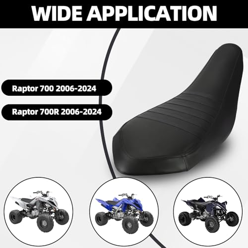 Wacece ATV Seat Cover Non-Slip Soft Waterproof for Raptor 700 700R 2006-2024, High Elastic Leather Black - Image 5