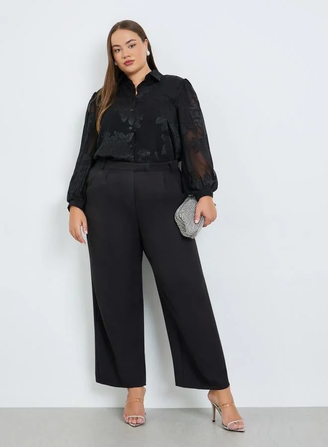 Styli Plus Size Jacquard Evening Shirt