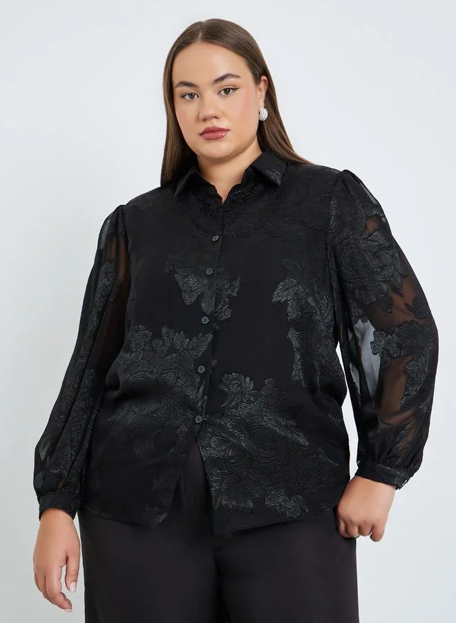 Styli Plus Size Jacquard Evening Shirt