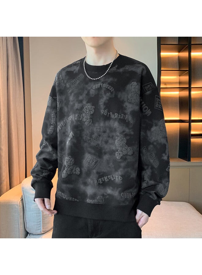 Wassup Sohot Men's Hoodie Spring Autumn Trendy Brand Crew Neck Long Sleeve Casual Loose Pullover Black 4XL - Image 1