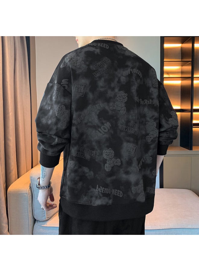 Wassup Sohot Men's Hoodie Spring Autumn Trendy Brand Crew Neck Long Sleeve Casual Loose Pullover Black 4XL - Image 2