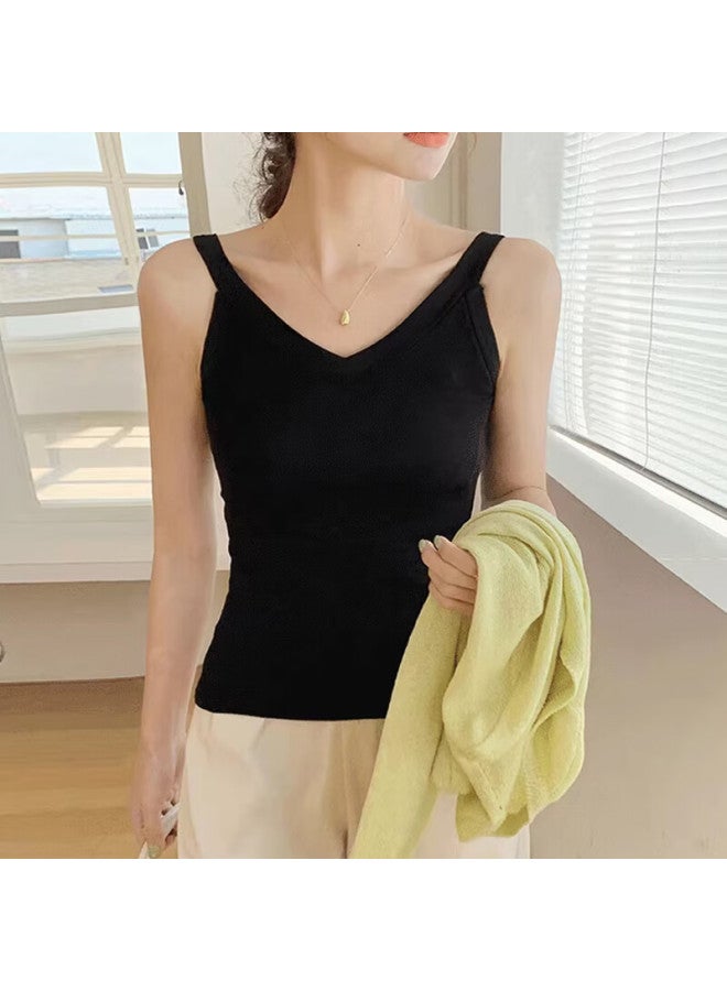 Nome Women's Summer Casual Sleeveless V-neck Slim Fit Tank Top White M - Image 3