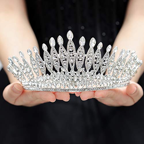 Gangel Baroque Sliver Crowns Princess Crown with Crystal Wedding Bridals Tiaras Hair Accessories for Brides Wedding Prom Birthday Party Halloween Christmas Cosplay(Pack of 1) - Image 1