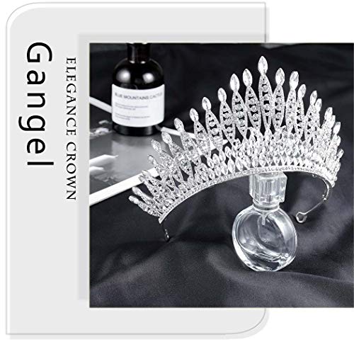 Gangel Baroque Sliver Crowns Princess Crown with Crystal Wedding Bridals Tiaras Hair Accessories for Brides Wedding Prom Birthday Party Halloween Christmas Cosplay(Pack of 1) - Image 2