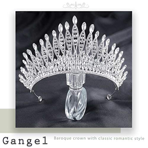 Gangel Baroque Sliver Crowns Princess Crown with Crystal Wedding Bridals Tiaras Hair Accessories for Brides Wedding Prom Birthday Party Halloween Christmas Cosplay(Pack of 1) - Image 3