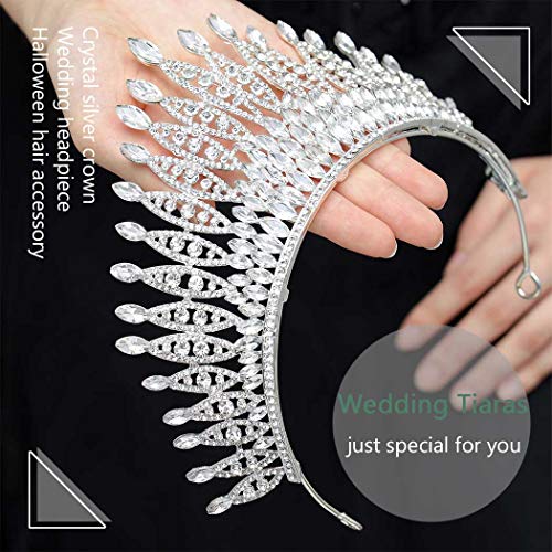 Gangel Baroque Sliver Crowns Princess Crown with Crystal Wedding Bridals Tiaras Hair Accessories for Brides Wedding Prom Birthday Party Halloween Christmas Cosplay(Pack of 1) - Image 4