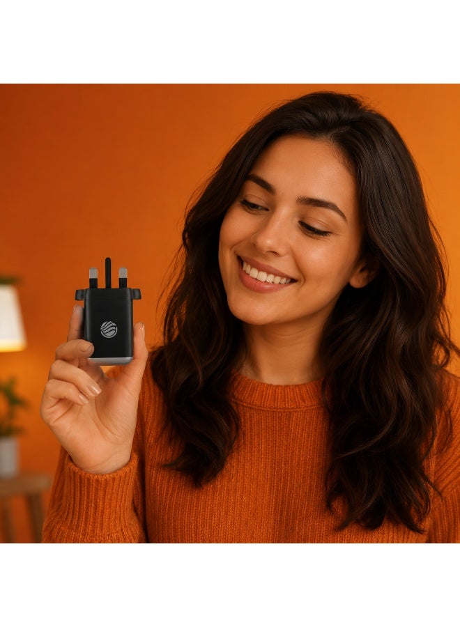 FIFTH ELEMENT HELIX​ Helix 35W GaN Charger with Built-In 70cm Retractable USB-C Cable & Extra USB Ports – Black - Image 3