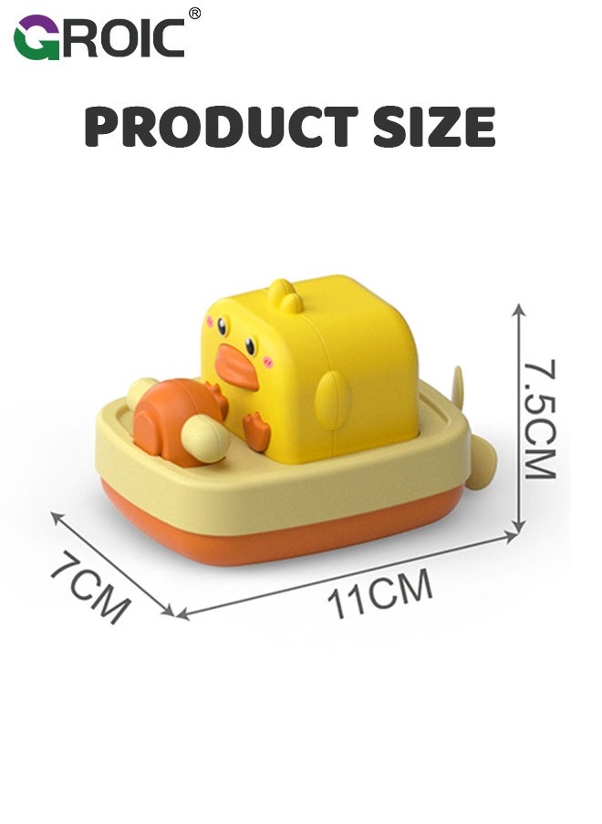GROIC - 3 Pcs Baby Bath Toys,Little Yellow Duck Captain Playing Water Toys,Cute Cartoon Animal Clockwork Floating Bathtub Toys - Image 1