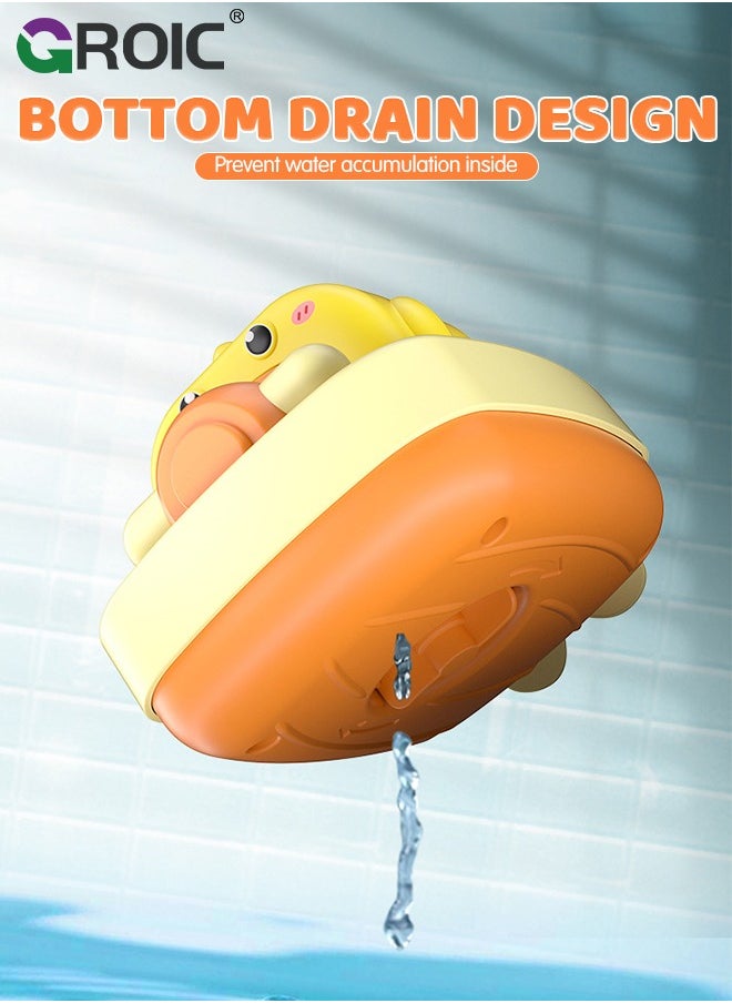 GROIC - 3 Pcs Baby Bath Toys,Little Yellow Duck Captain Playing Water Toys,Cute Cartoon Animal Clockwork Floating Bathtub Toys - Image 1