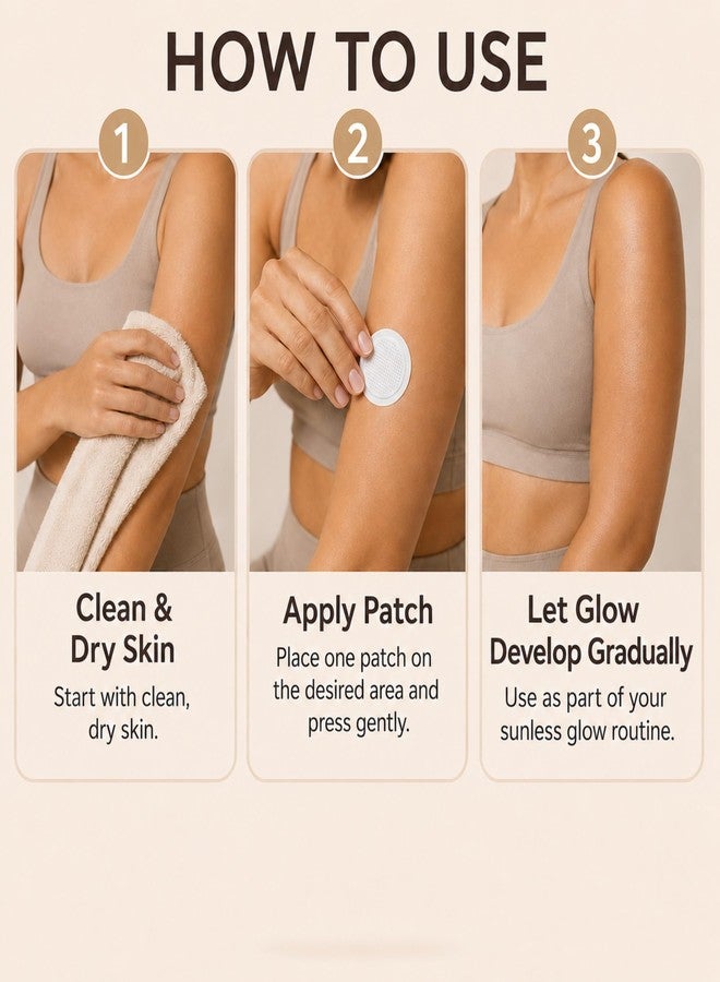 لاصقات PurevLab Sun-Free Glow للنساء، 10 لاصقات، مُسمّر للجسم بدون فوضى للذراعين والبطن، يُعطي لونًا برونزيًا طبيعيًا تدريجيًا، بدون خطوط. - Image 5
