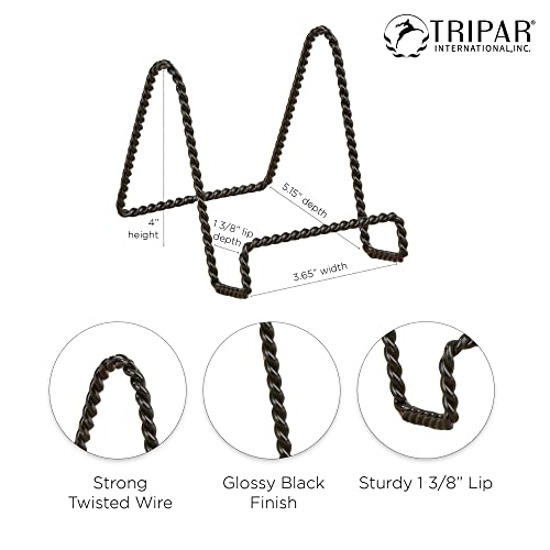 Tripar Decorative Twisted Wire Stand, Black Display (4 Inch Depth) - Tabletop Display - Handcrafted Square Edge Design for Sleek & Modern Look - Perfect for Kitchen Cookbooks, Plates, Photos & More - Image 3