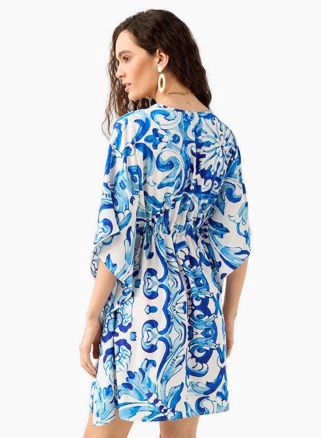 سبلاش فيڤ كيمونو مطبوع برباط ورقبة على شكل - Image 3