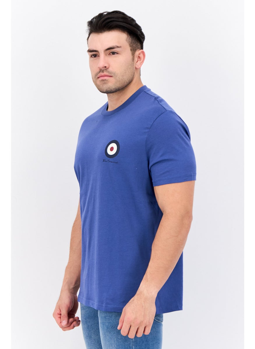 Ben Sherman - Men Crew Neck Short Sleeves Brand Logo T-Shirt, Slate Blue - Image 1