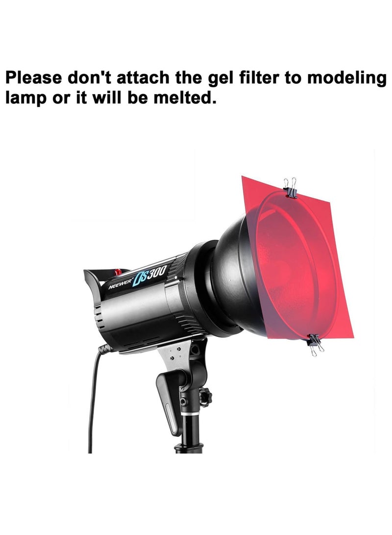 Neewer 12x12"/30x30cm Transparent Color Correction Light Gel Filter Set Pack of 8 Gel Sheet for Photo Studio Strobe Flashlight (Red, Yellow, Orange, Green, Purple, Pink, Light Blue, Dark Blue) - Image 3