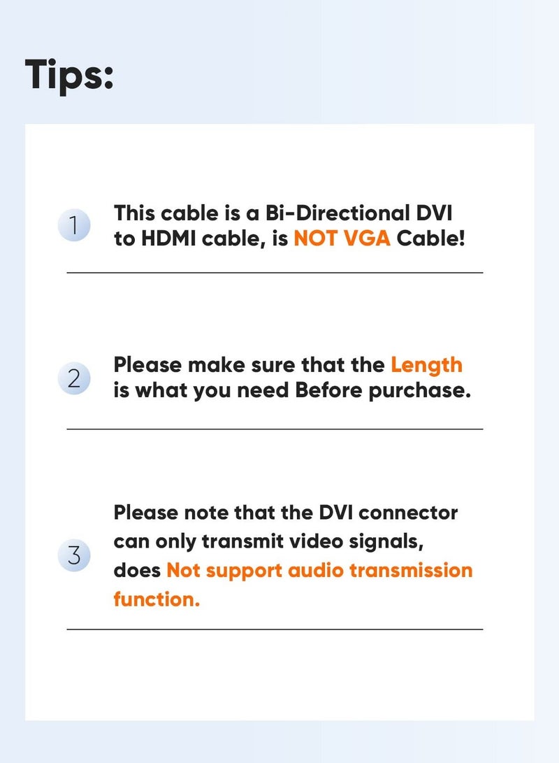 HDMI Male to DVI Female 25cm 【2 Pack】, Bi-Directional HDMI Male to DVI-I (24+5) Female Adapter, for PC, TV, TV Box, PS5, Blue-ray, Xbox,Switch - Image 2