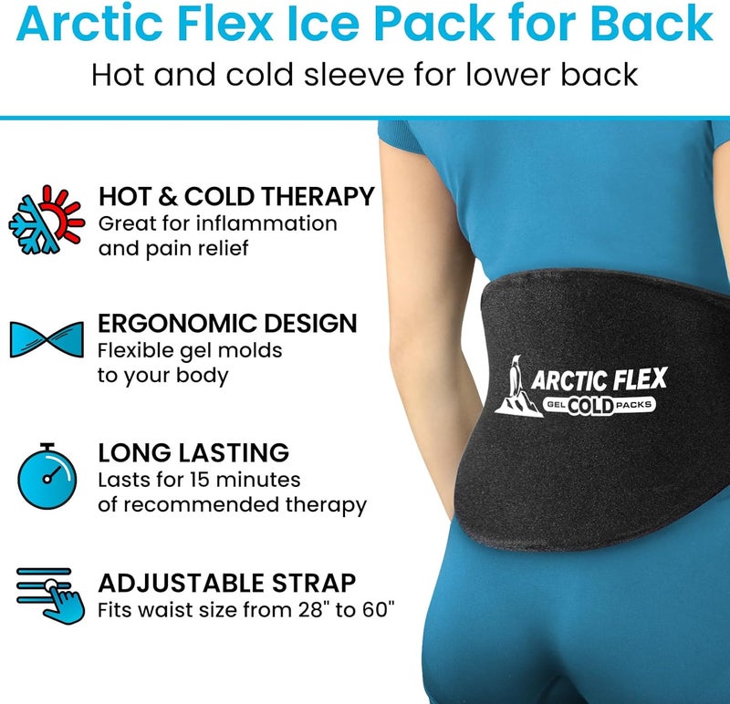 Arctic Flex Ice Pack for Back  Reusable Hot  Cold Gel Wrap for Injury Pain Relief  Cooling Therapy for Lower Lumbar Sciatica  Stiffness  Flexible Pad wCompression for Tailbone  Pelvic Support - Image 2