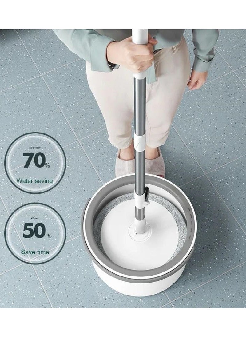 AMM Magic Spin Mop Falt Rotating Mop Cleaning Household Wet Floor Mop With Spinner and Bucket  - Image 4