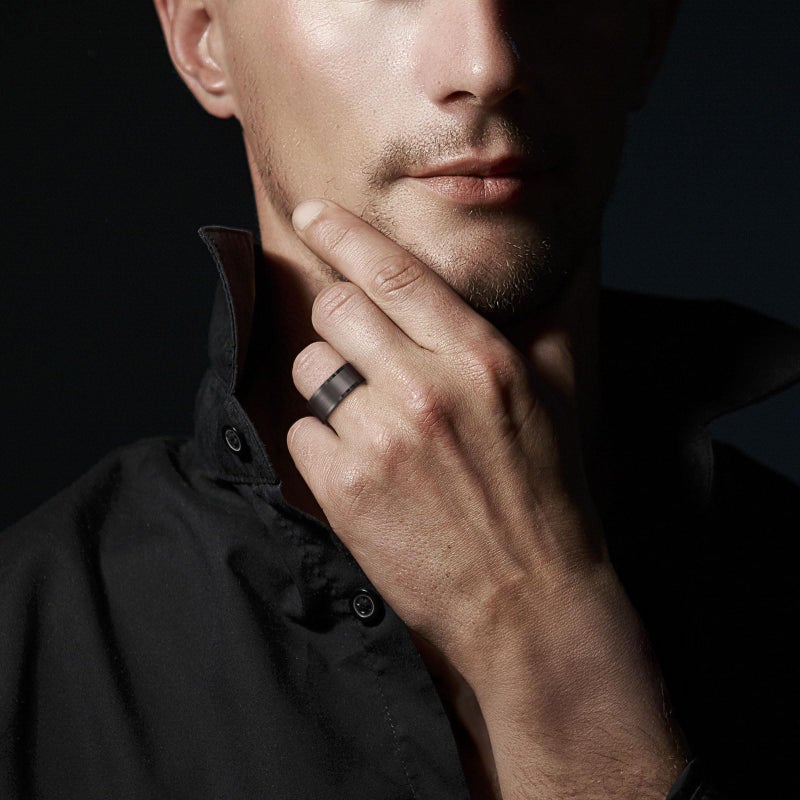 King Will Men's Black Tungsten Carbide Ring, 10mm Brushed Matte Flat Cut Wedding Band, Comfort Fit, Size 9.5 - Image 5