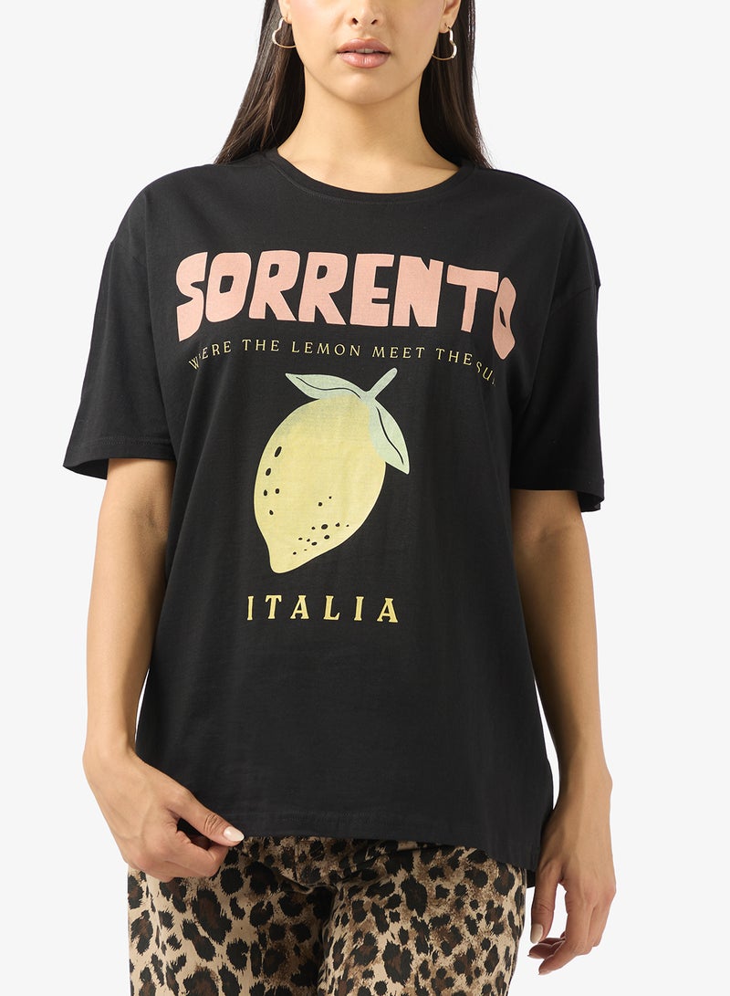 جينجر تيشيرت قطن كبير مطبوع للسفر - Image 3