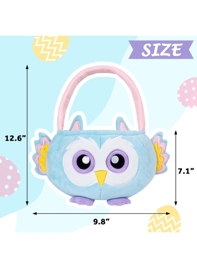 LUBOT LUBOT Owl Easter Basket for Kids, Cute Plush Empty Bucket with small Ears and Handle Egg Hunt Tote Candy Bag Basket for Boys GirlsTeens Gift, Easter Decor Blue - Image 3