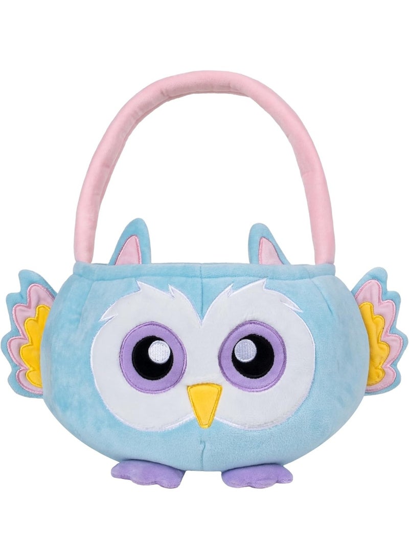 LUBOT LUBOT Owl Easter Basket for Kids, Cute Plush Empty Bucket with small Ears and Handle Egg Hunt Tote Candy Bag Basket for Boys GirlsTeens Gift, Easter Decor Blue - Image 1