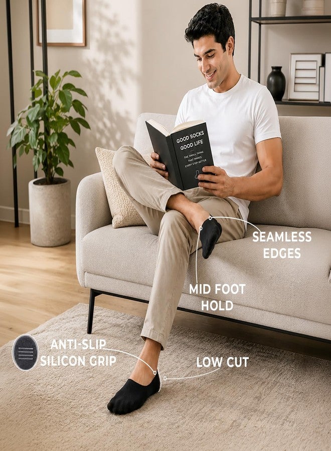 Supersox No Show Loafer Socks for Man | Combed Cotton | Breathable & Moisture Absorbent | Anti-Odour | Anti-Slip Grip | Low Cut Invisible Fit, Black, Free Size - Image 4